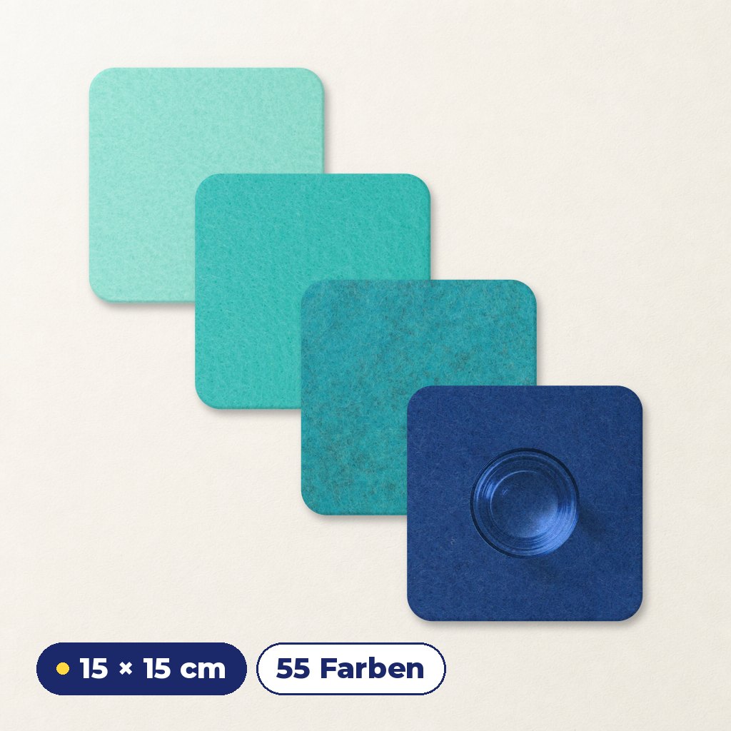 Filzuntersetzer eckig 15×15 cm – quadratischer Untersetzer aus Filz – 55 Farben – Made in Germany