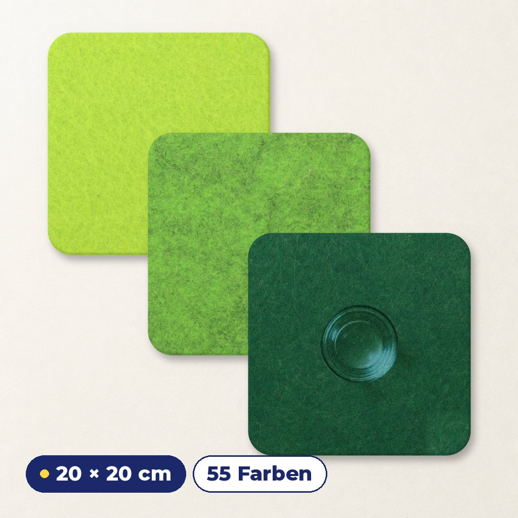 Filzuntersetzer eckig 20×20 cm – quadratischer Untersetzer – 55 Farben – Made in Germany