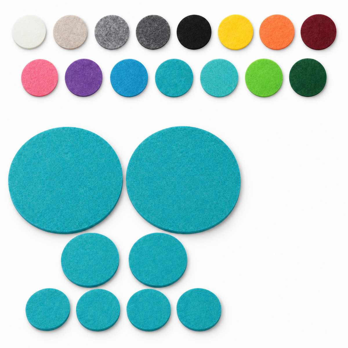 BIASTO Filz Tischset rund in 20 Farben als Unicolor-Set mit Ø35, Ø15 und Ø10 cm