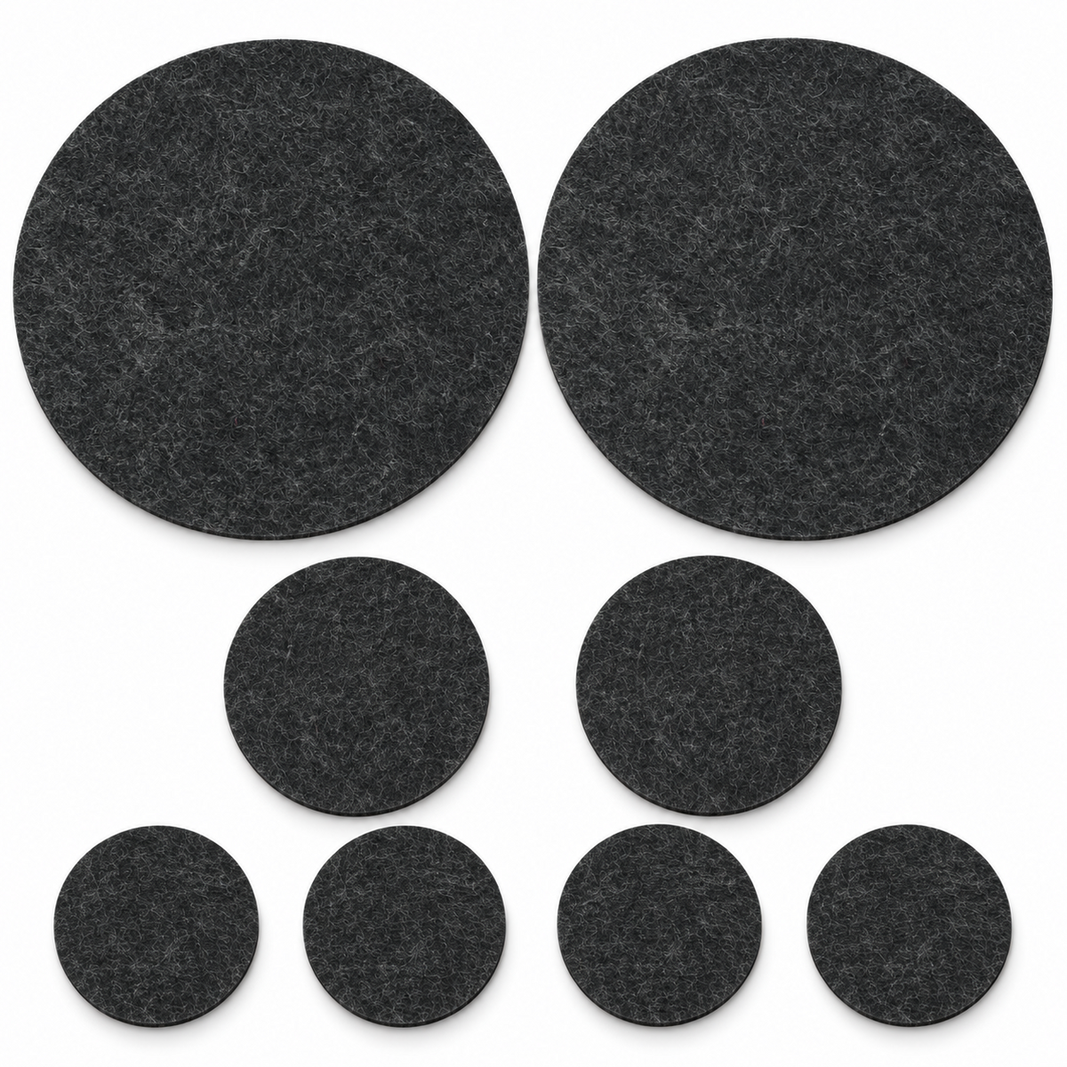 BIASTO Filz Tischset rund 8-teilig mit 2 Platzsets Ø35 cm, 2 Untersetzern Ø15 cm und 4 Untersetzern Ø10 cm