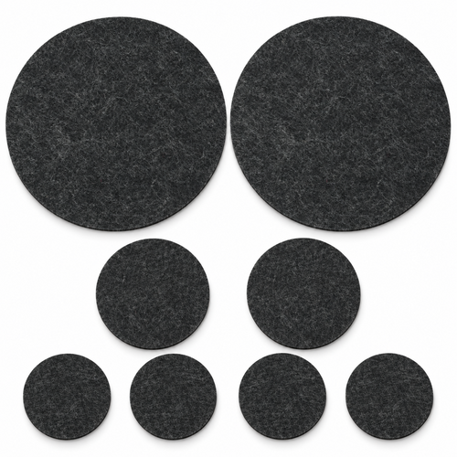 BIASTO Filz Tischset rund 8-teilig mit 2 Platzsets Ø35 cm, 2 Untersetzern Ø15 cm und 4 Untersetzern Ø10 cm