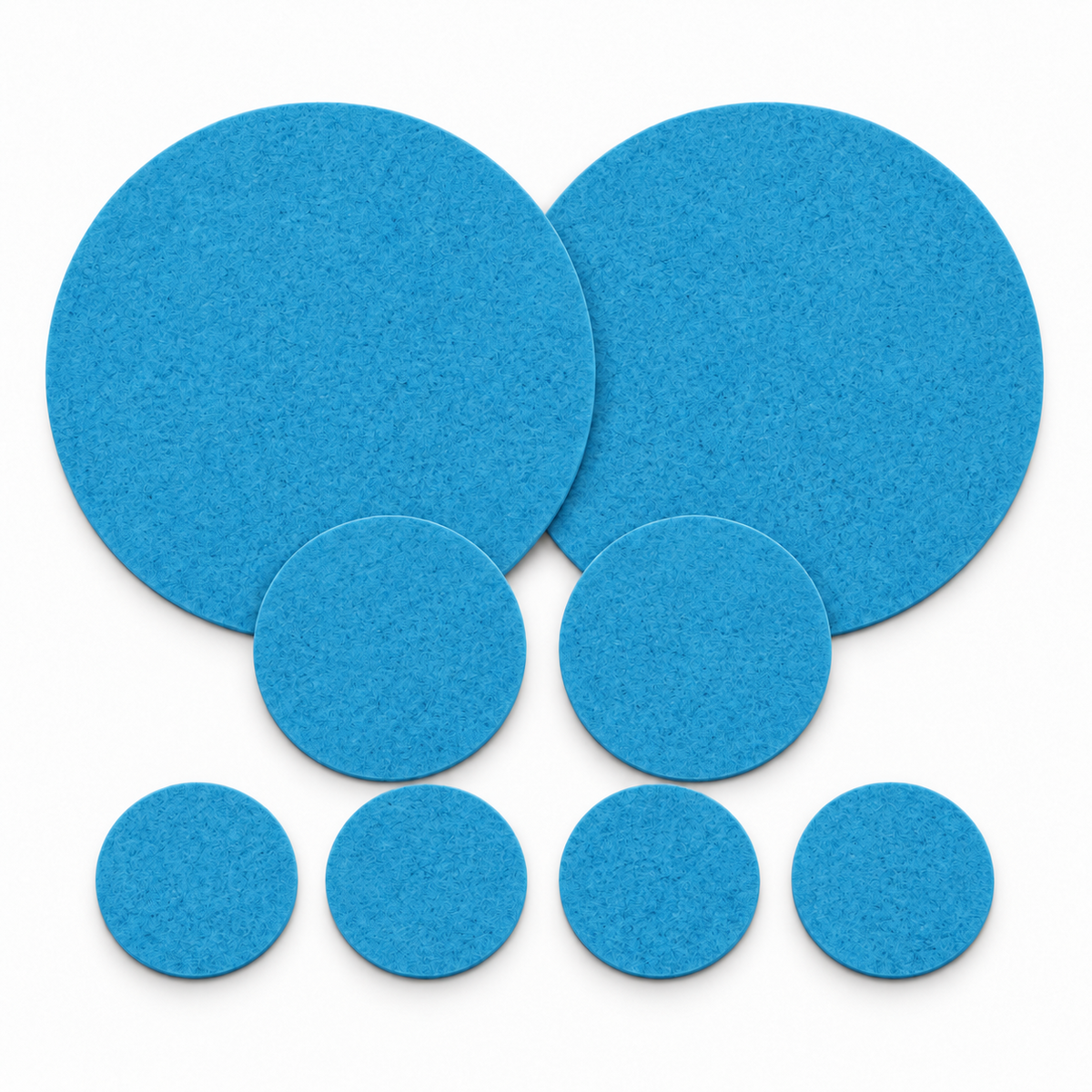 BIASTO Filz-Tischset rund 8-teilig in Mittelblau mit 2 Platzsets Ø35 cm, 2 Untersetzern Ø15 cm und 4 Glasuntersetzern Ø10 cm