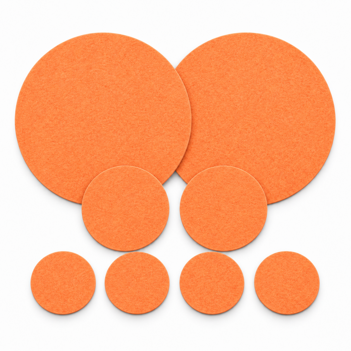 BIASTO Filz-Tischset rund 8-teilig in Orange mit 2 Platzsets Ø35 cm, 2 Untersetzern Ø15 cm und 4 Glasuntersetzern Ø10 cm