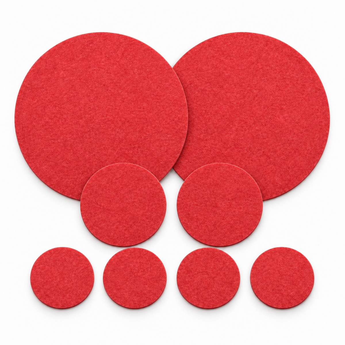 BIASTO Filz-Tischset rund 8-teilig in Rot mit 2 Platzsets Ø35 cm, 2 Untersetzern Ø15 cm und 4 Glasuntersetzern Ø10 cm