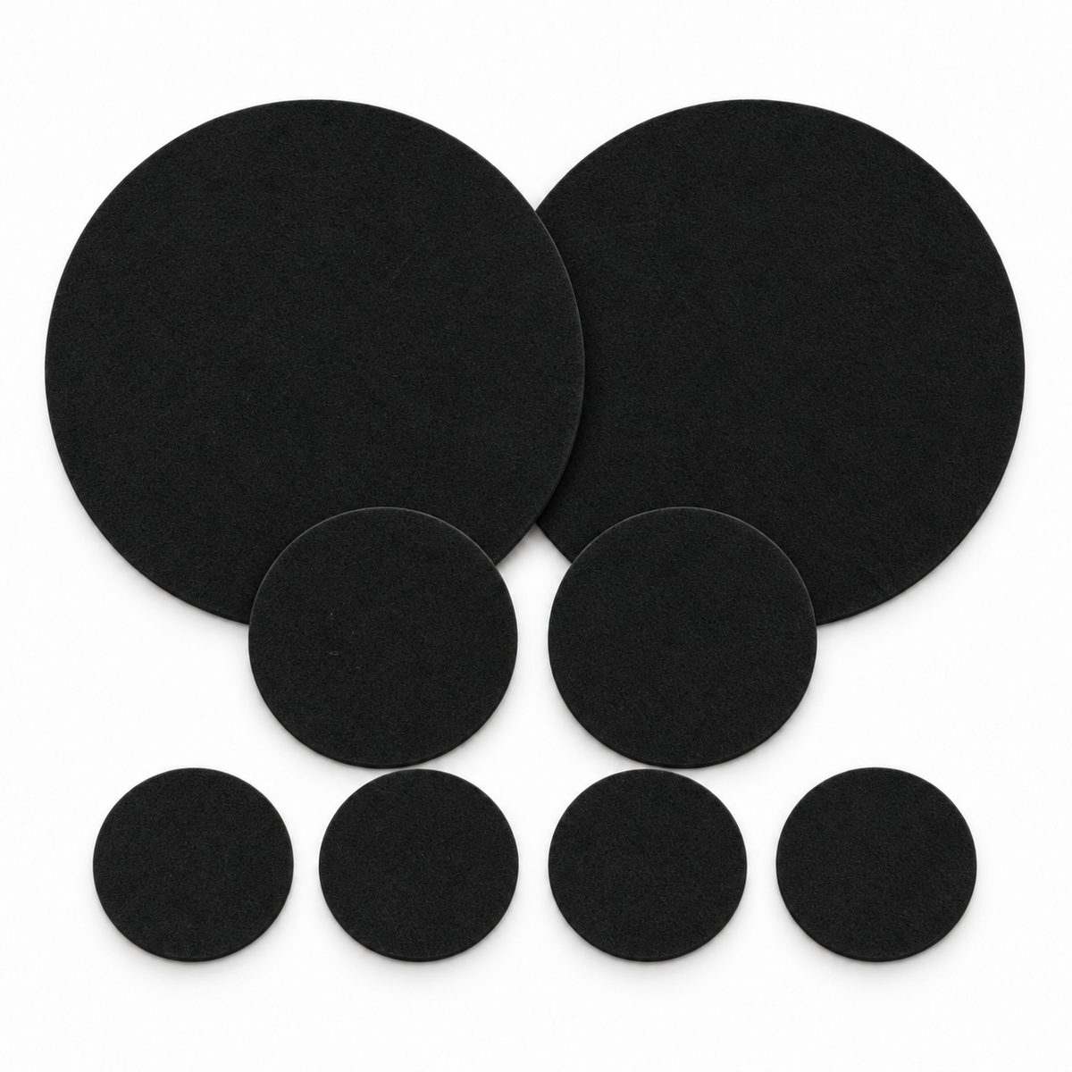 BIASTO Filz-Tischset rund 8-teilig in Schwarz mit 2 Platzsets Ø35 cm, 2 Untersetzern Ø15 cm und 4 Glasuntersetzern Ø10 cm