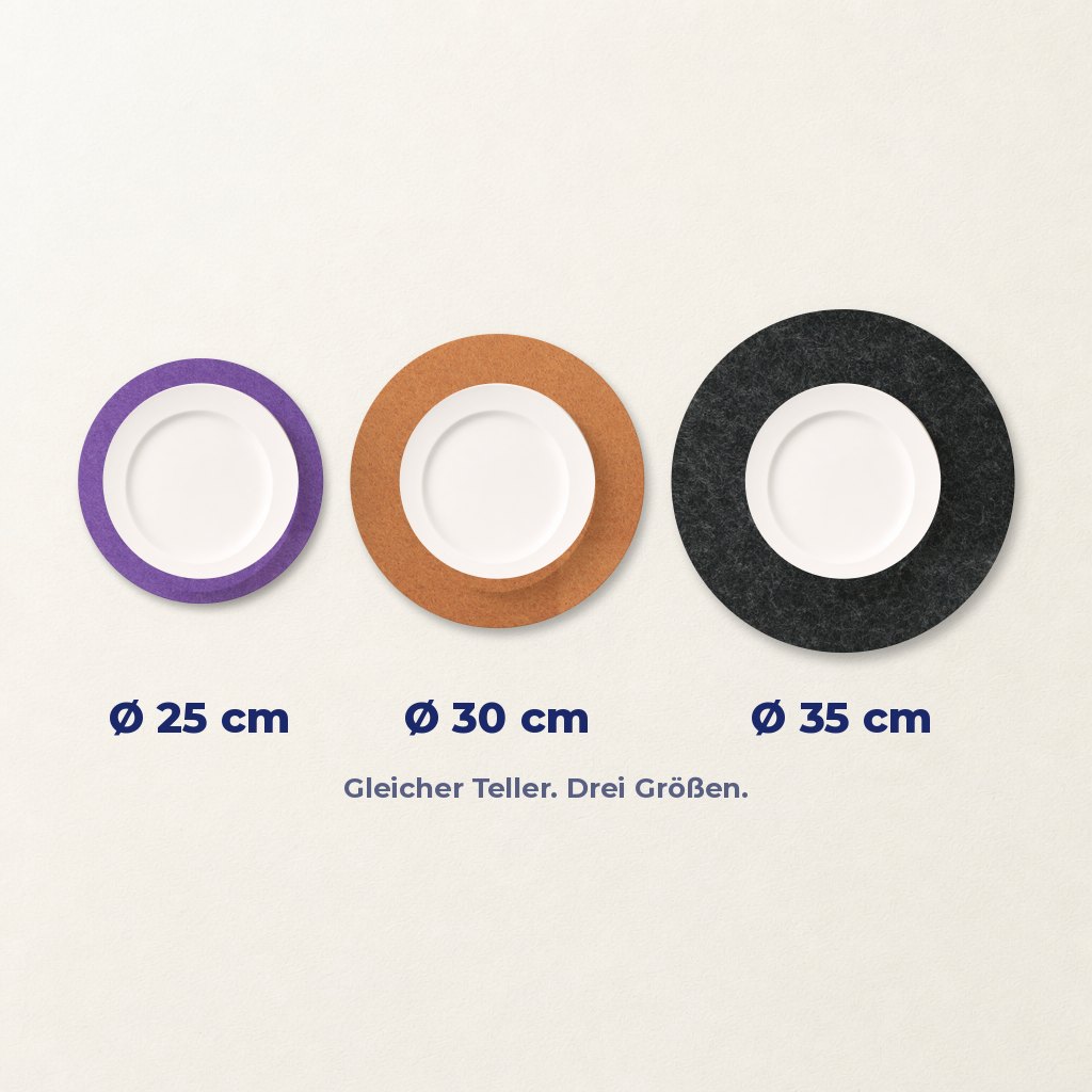 Filzuntersetzer rund Ø 25 cm – Platzset & Blumentopfuntersetzer – 54 Farben – Made in Germany