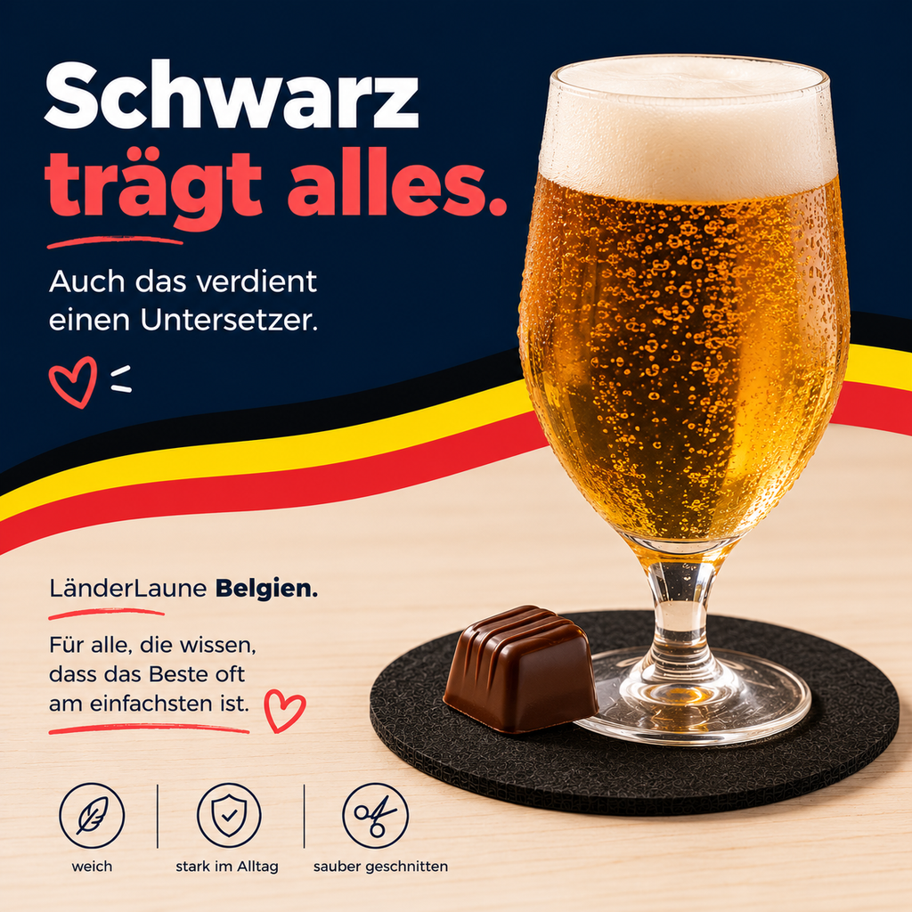 BIASTO LänderLaune Filzuntersetzer 9er Set – Fan-Deko in Landesfarben