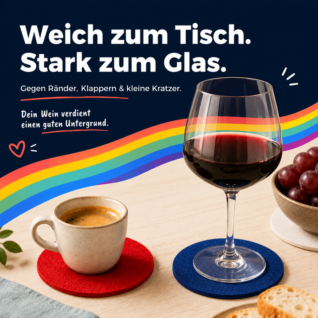 BIASTO LänderLaune Filzuntersetzer 9er Set – Fan-Deko in Landesfarben