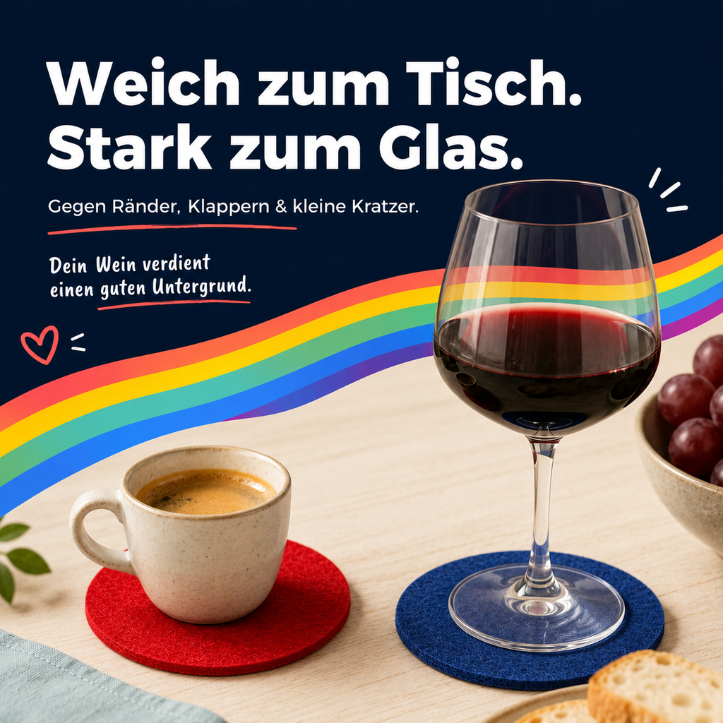 BIASTO LänderLaune Filzuntersetzer 9er Set – Fan-Deko in Landesfarben