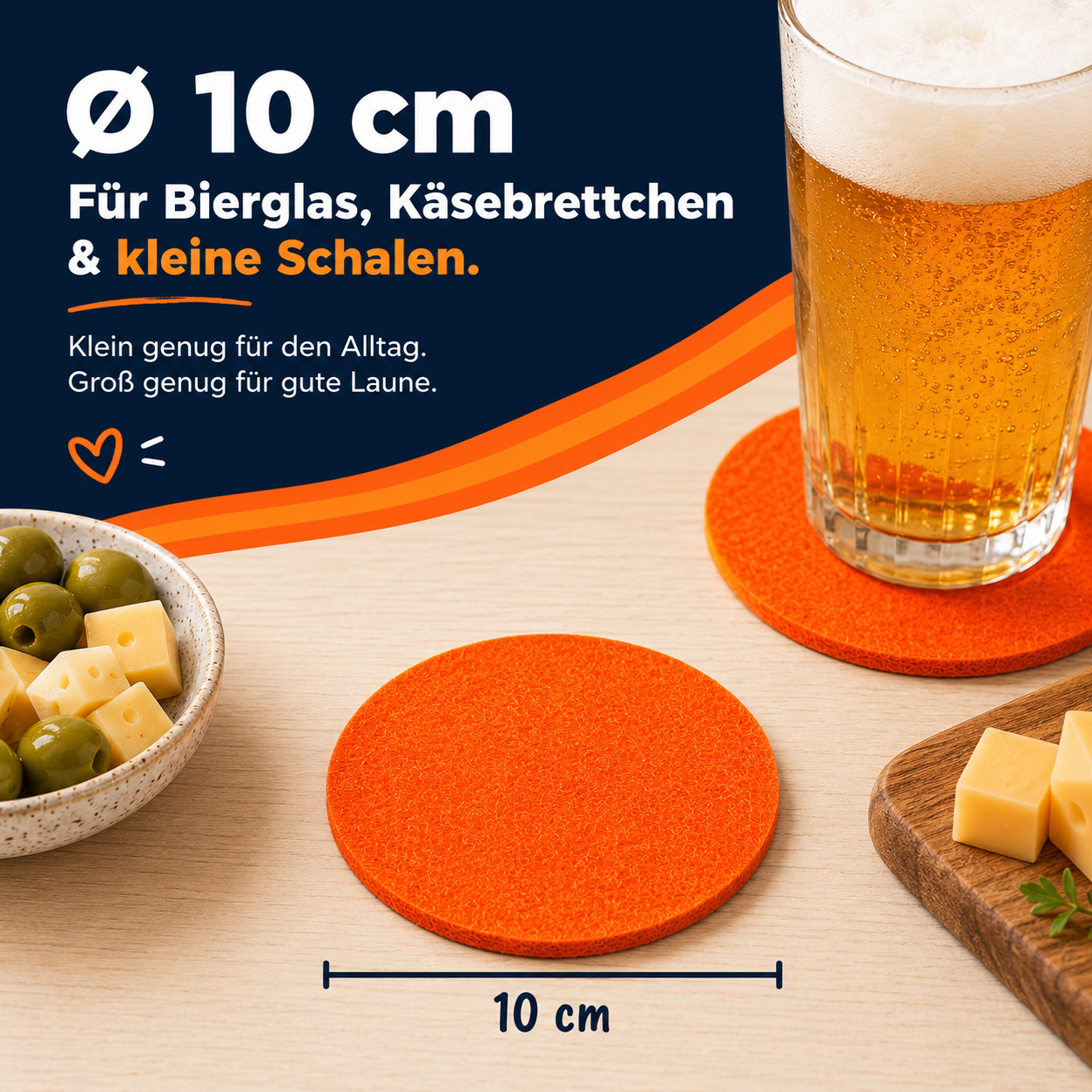 BIASTO LänderLaune Filzuntersetzer 9er Set – Fan-Deko in Landesfarben