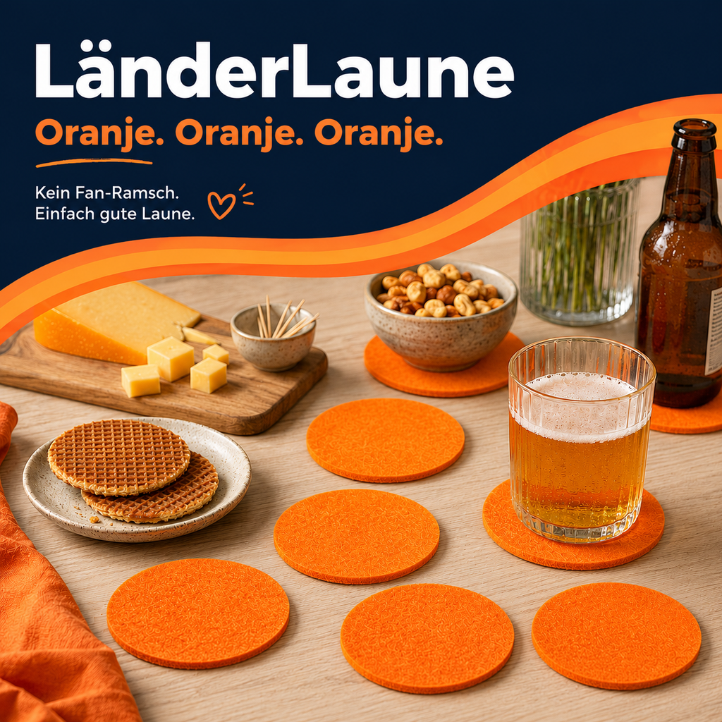 BIASTO LänderLaune Filzuntersetzer 9er Set – Fan-Deko in Landesfarben
