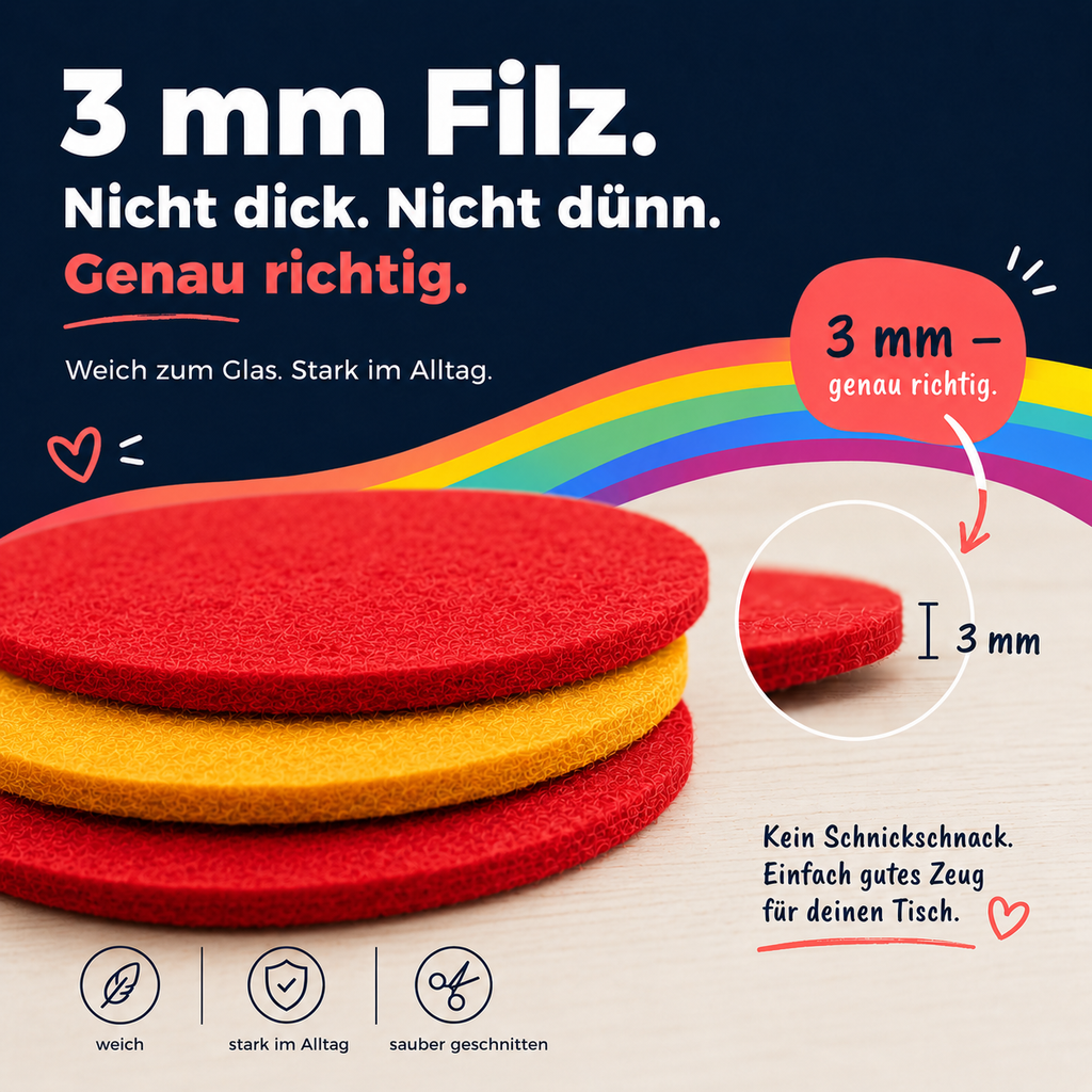 BIASTO LänderLaune Filzuntersetzer 9er Set – Fan-Deko in Landesfarben