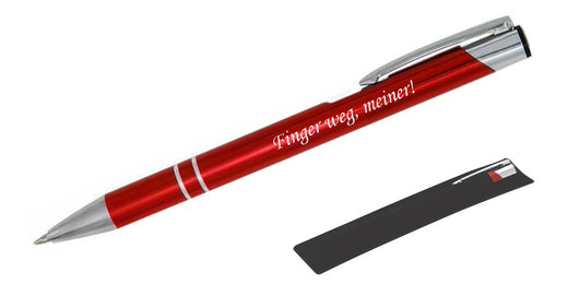 Kugelschreiber LIBO mit Namens-Gravur in Samthülle in Burgund