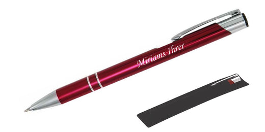 Kugelschreiber LIBO mit Namens-Gravur in Samthülle in Crimson