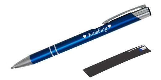 Kugelschreiber LIBO mit Namens-Gravur in Samthülle in Dunkelblau