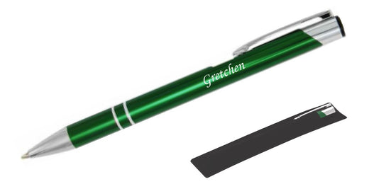 Kugelschreiber LIBO mit Namens-Gravur in Samthülle in Grün