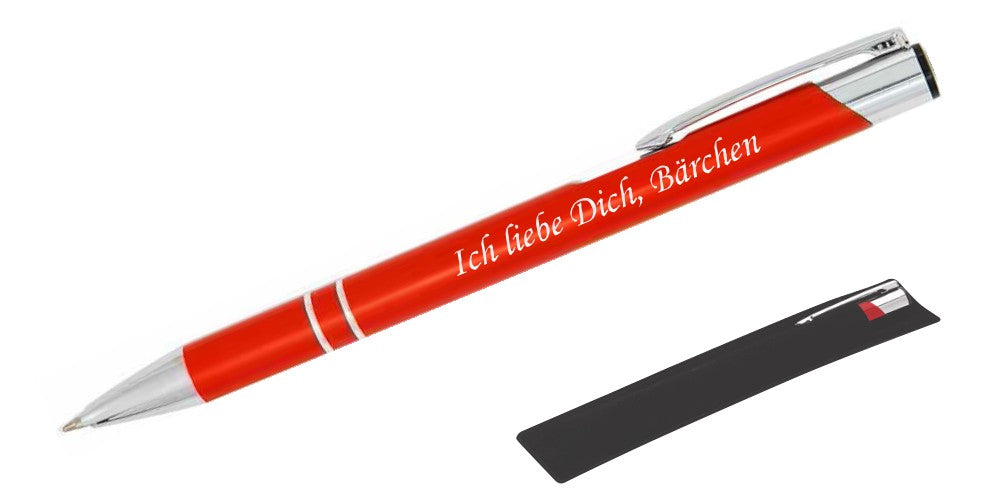 Kugelschreiber LIBO in Orange mit Namensgravur und Samthülle | BIASTO