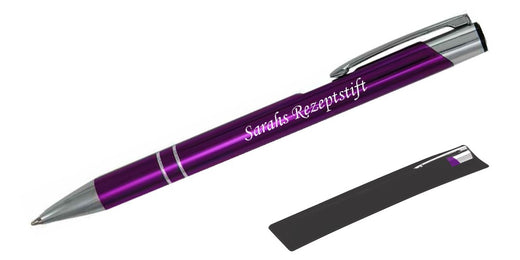 Kugelschreiber LIBO mit Namens-Gravur in Samthülle in Pink