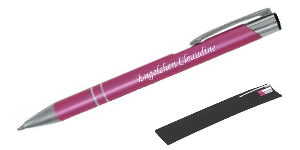 Kugelschreiber LIBO in Rosa mit Namensgravur und Samthülle | BIASTO