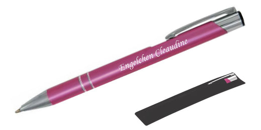 Kugelschreiber LIBO mit Namens-Gravur in Samthülle in Rosa
