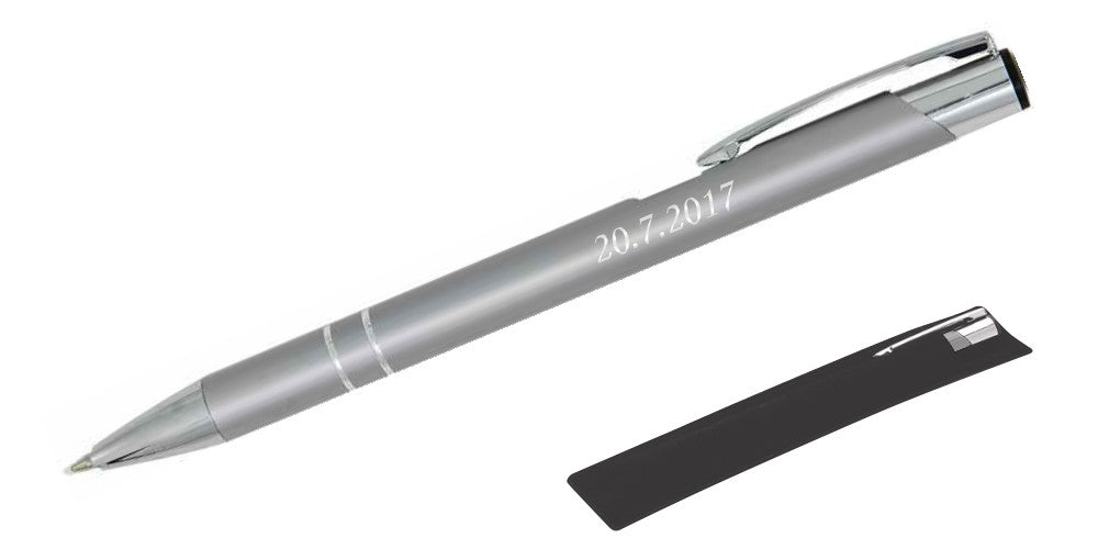 Kugelschreiber LIBO in Silber mit Namensgravur und Samthülle | BIASTO