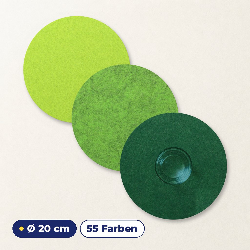 Filzuntersetzer rund Ø 20 cm – Untersetzer für Vasen & Blumentöpfe – 55 Farben – Made in Germany