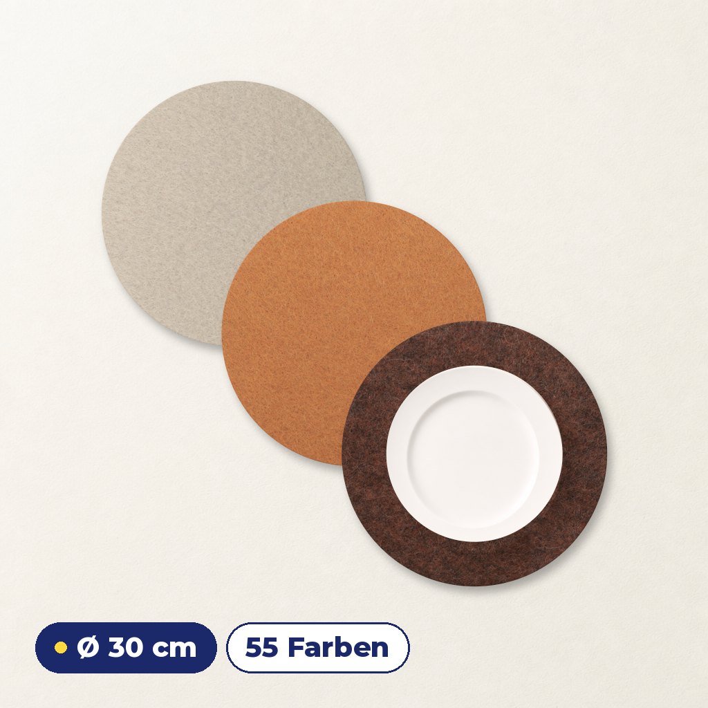 Filzuntersetzer rund Ø 30 cm – Platzset & Blumentopfuntersetzer – 55 Farben – Made in Germany